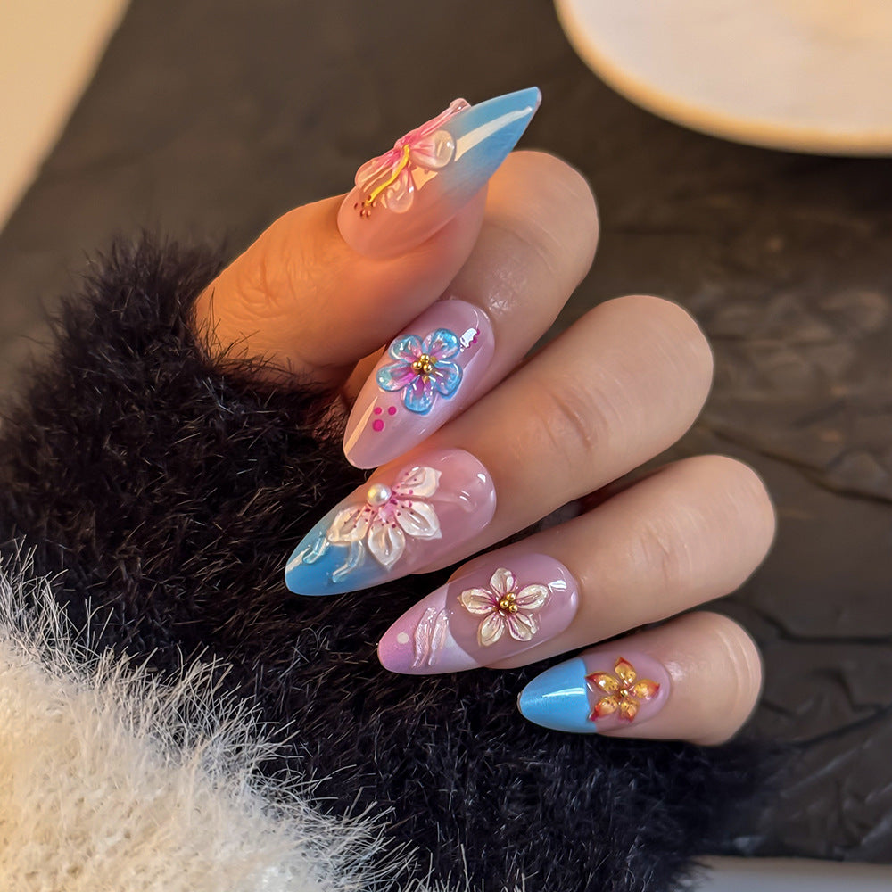 Artistic Floral-Designed Press-On Nail Set Kalsten