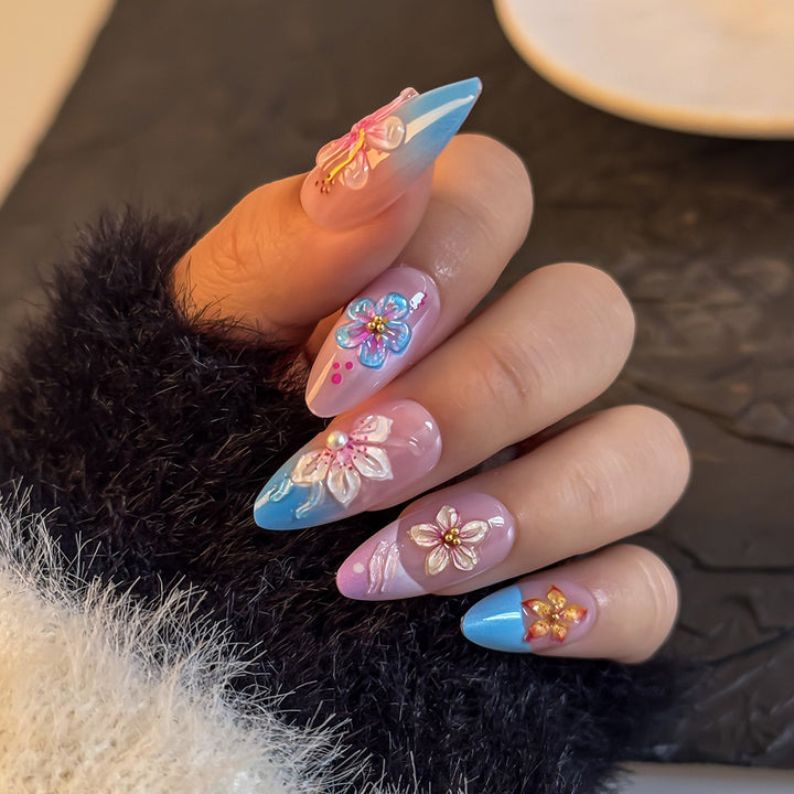 Artistic Floral-Designed Press-On Nail Set Kalsten