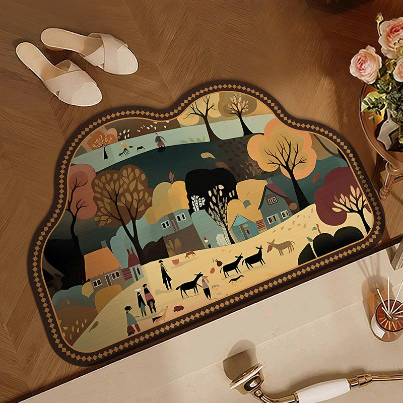 Floral Design Anti-Fatigue Bath Mat
