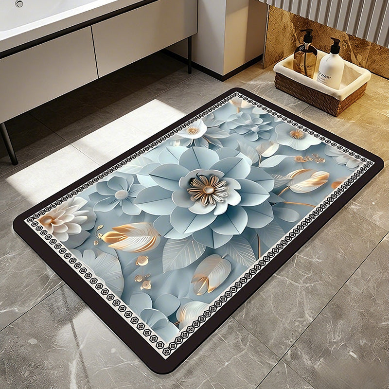 Floral Patterned Comfort Bath Mat Kalsten