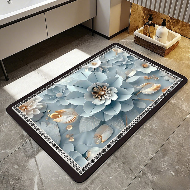 Floral Patterned Comfort Bath Mat Kalsten