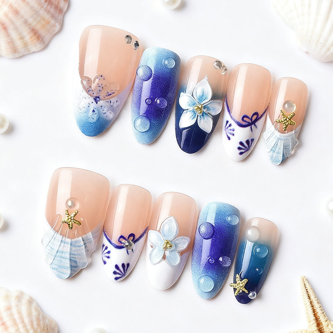 Artistic Floral Pattern Press-On Nail Art Set Kalsten