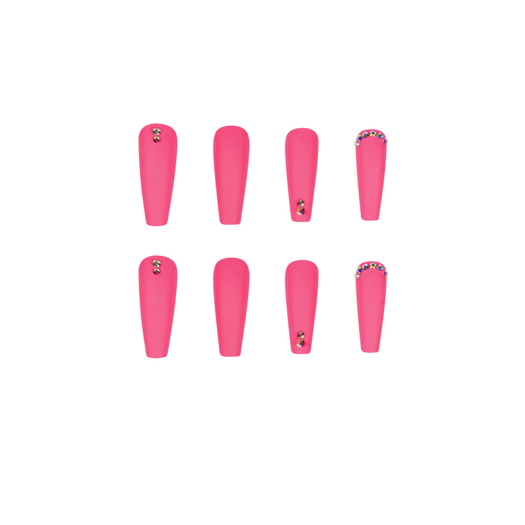 Artificial nail set with matte finish and sparkling rhinestone embellishments Kalsten