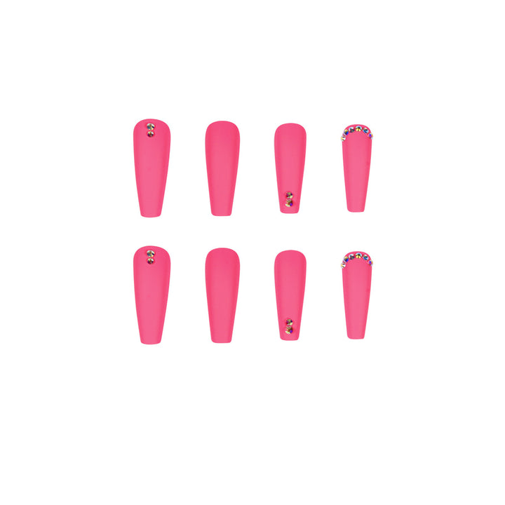 Artificial nail set with matte finish and sparkling rhinestone embellishments Kalsten