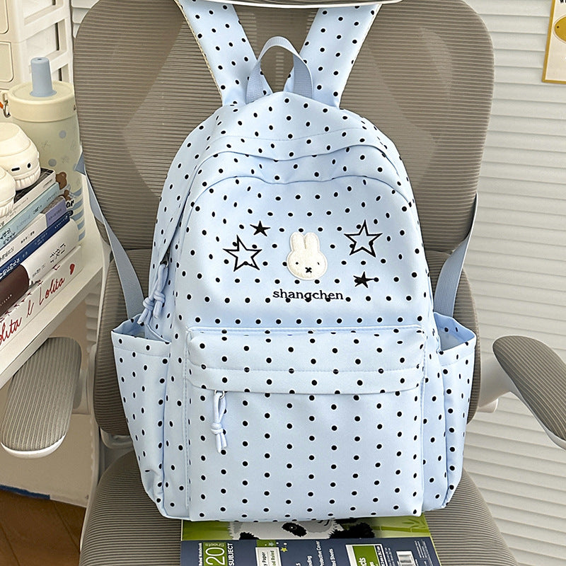 Playful Polka Dot Bunny-Themed Backpack Kalsten