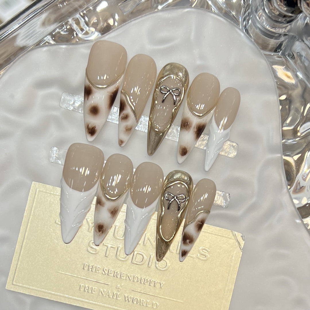 Elegant Stiletto Press-On Nail Set with Decorative Accents Kalsten