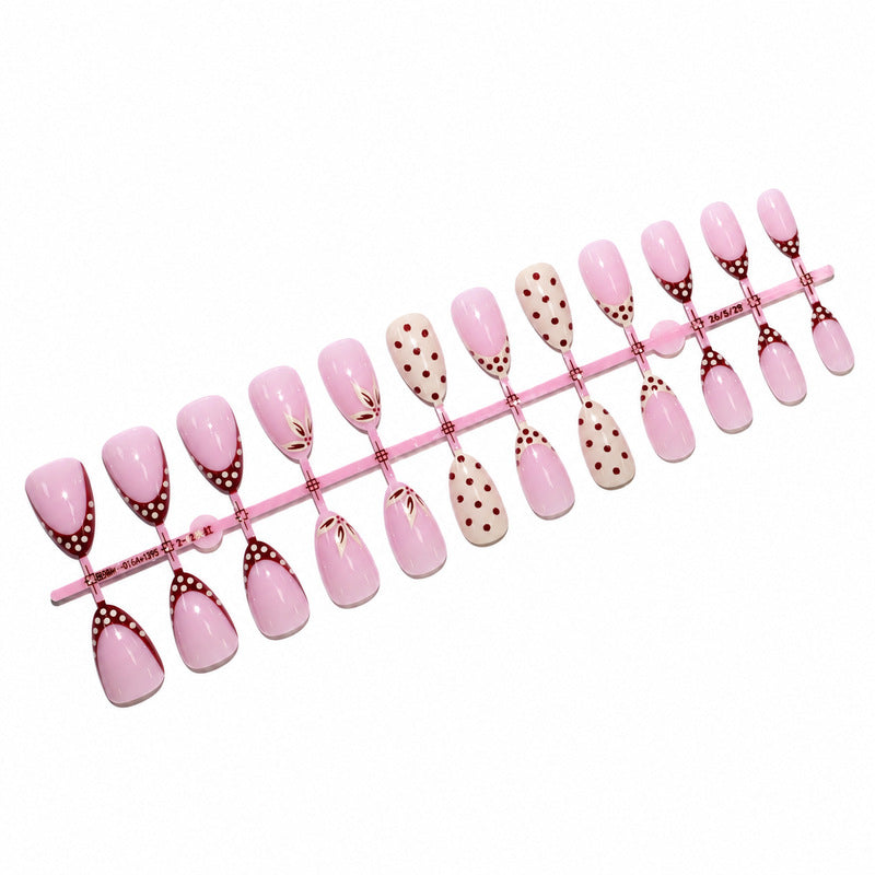 Elegant artificial nails with floral and dotted design Kalsten