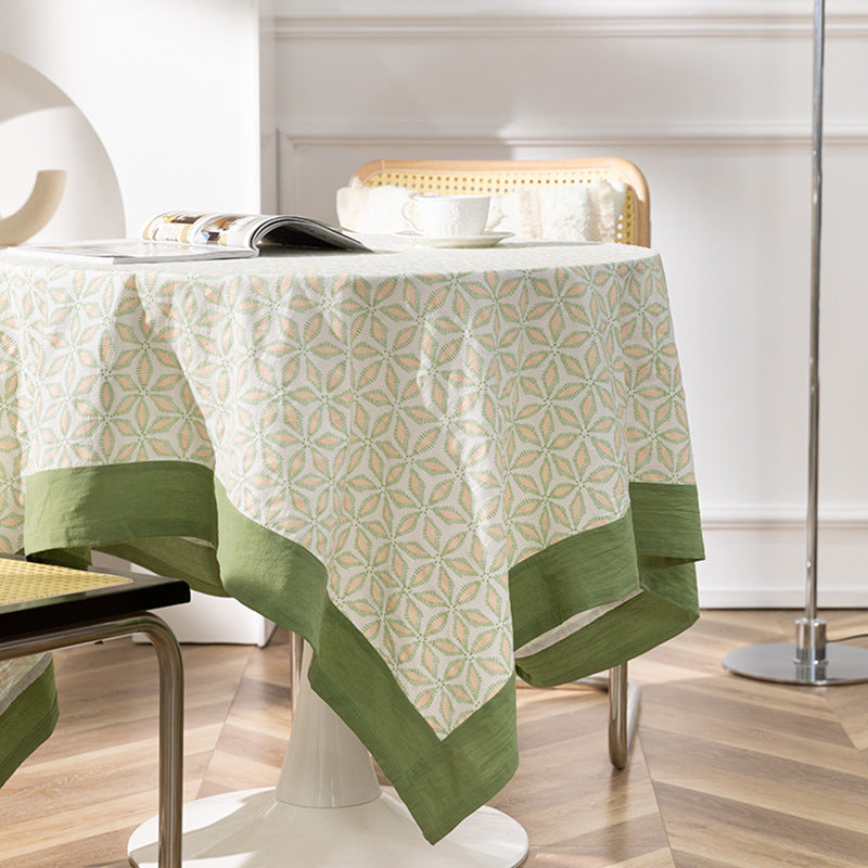 Cotton tablecloth with graphic all-over pattern and contrasting hem edge Kalsten