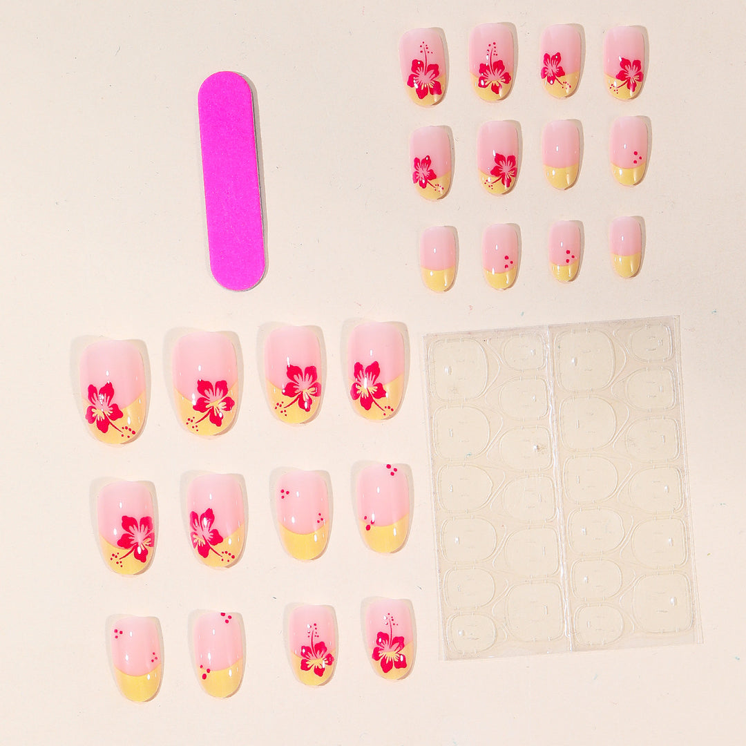 Floral French Tip Nail Art Kalsten
