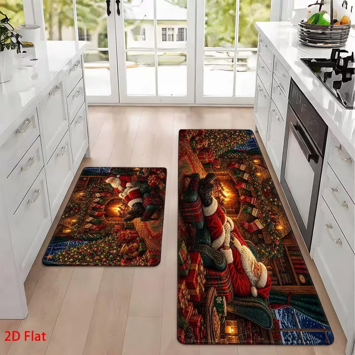 Christmas-Themed Kitchen Mat Set