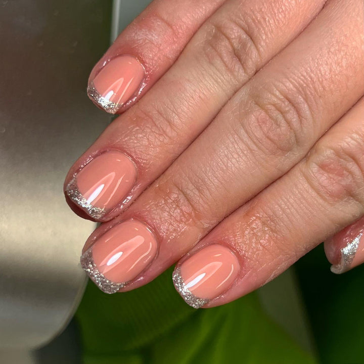 Sparkling French Tip Press-On Nails Kalsten