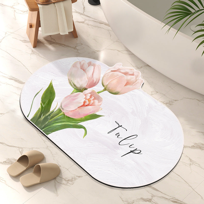 Floral-Themed Bath Mat