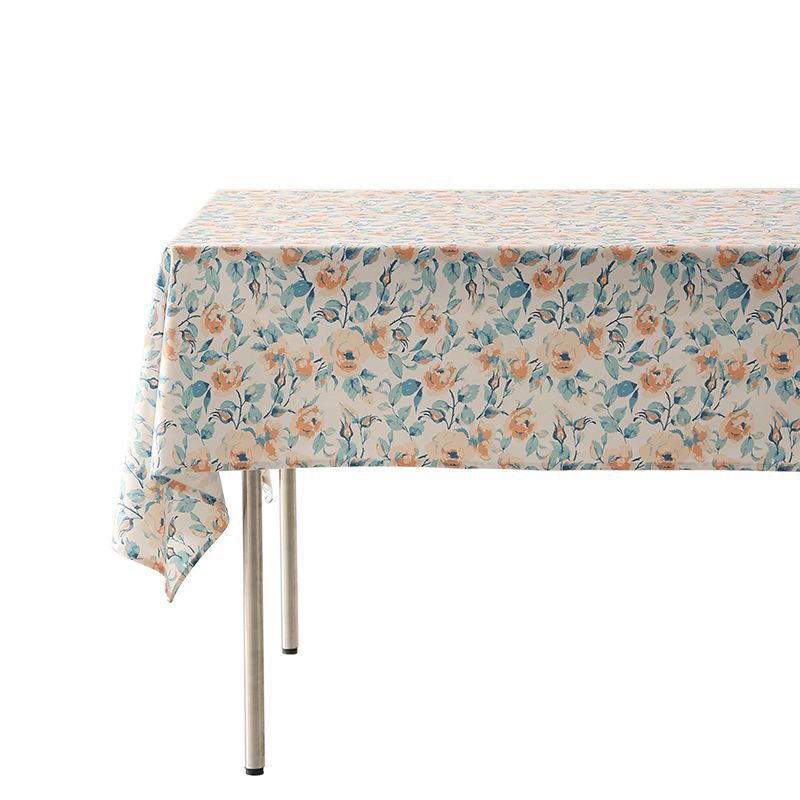 Wipeable tablecloth made of polyester with floral watercolor look and water-repellent coating Kalsten