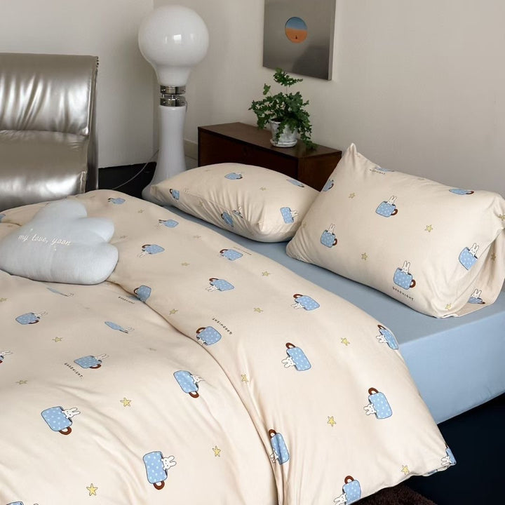 Cotton jersey bedding set with cute dog motif and fine cotton touch