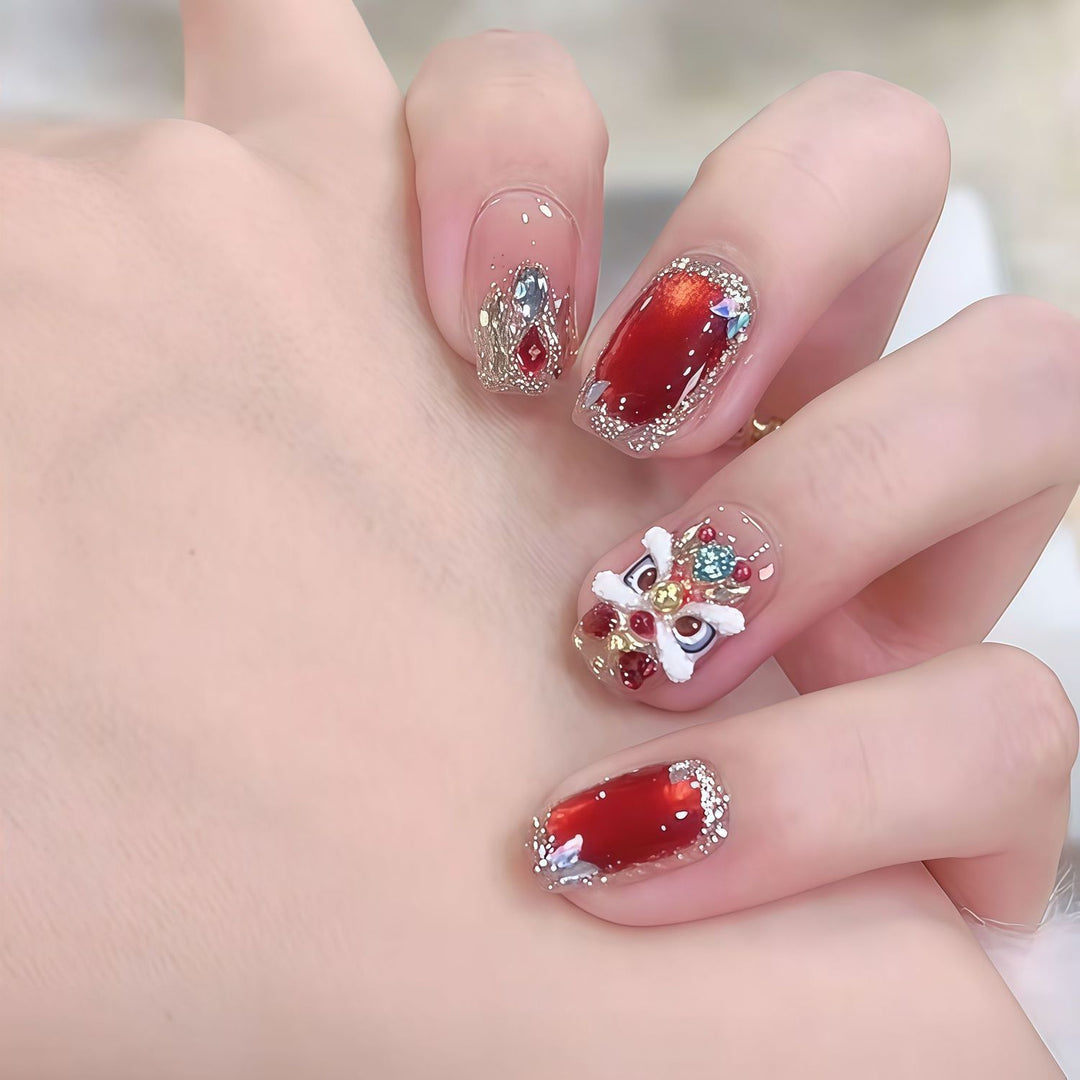 Elegant Gemstone Embellished Press-On Nail Set Kalsten