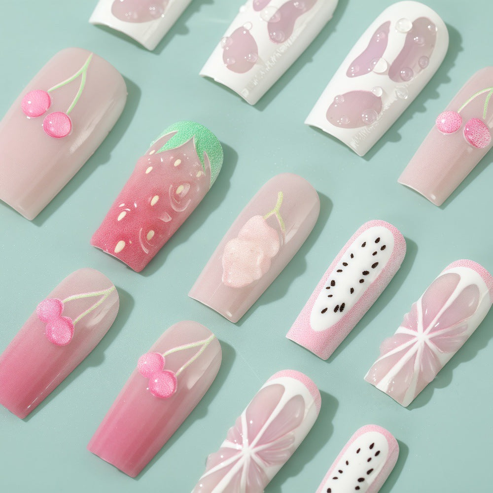 Artificial nails with strawberry and cherry designs Kalsten