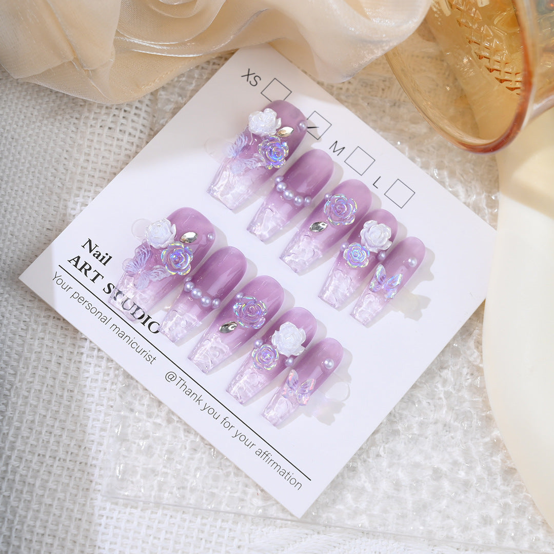 Floral Embellished Press-On Nail Set Kalsten