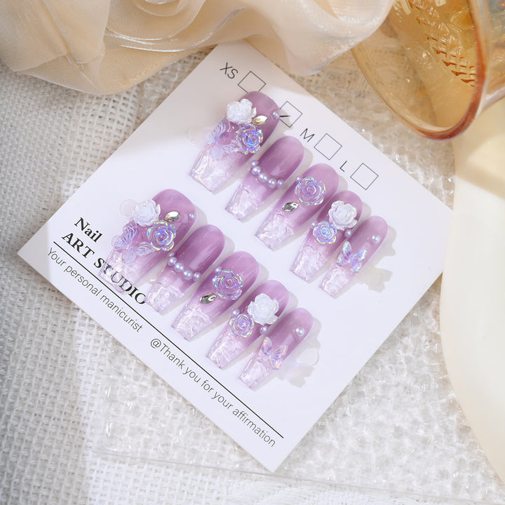 Floral Embellished Press-On Nail Set Kalsten