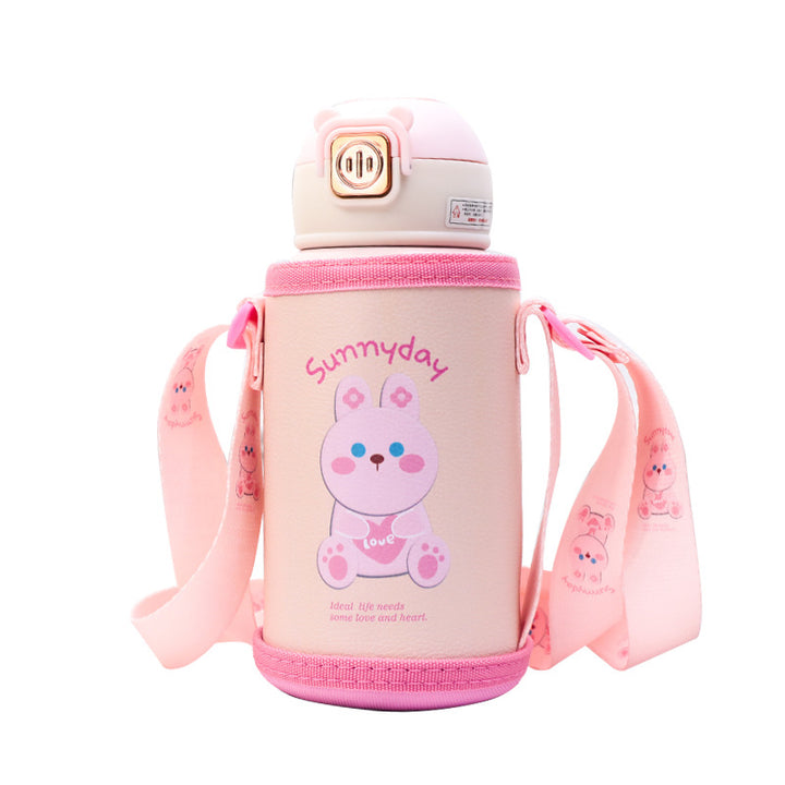 Ladies insulated bottle with cute cat motif and practical carrying strap Kalsten