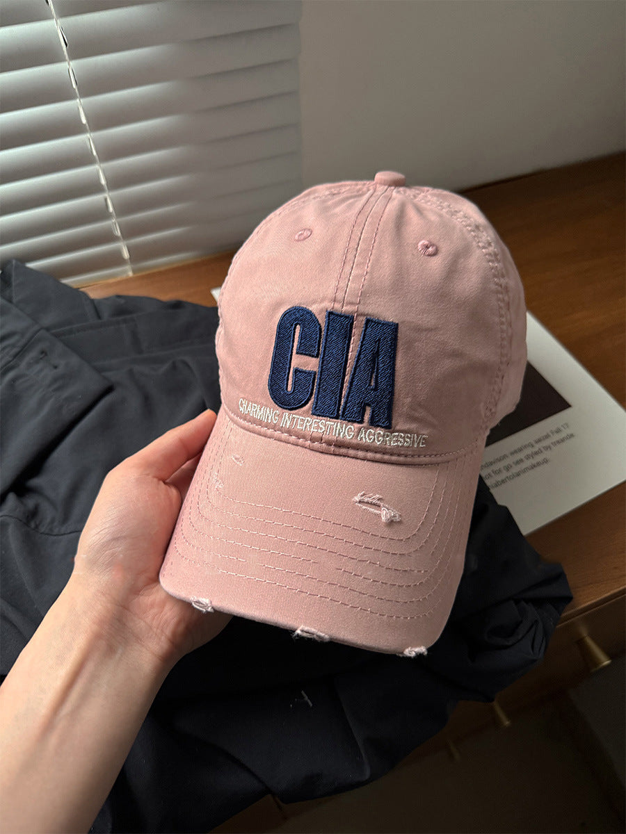 Distressed Cotton Logo Baseball Cap