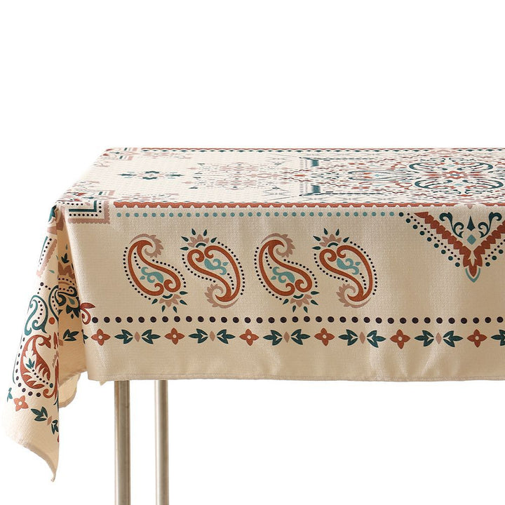 Water-repellent rectangular tablecloth with paisley pattern and coated cotton look Kalsten