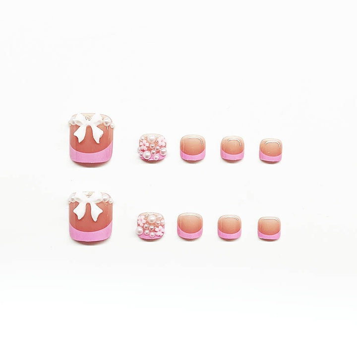Decorative Press-On Nail Art Set with Floral and Bow Accents Kalsten