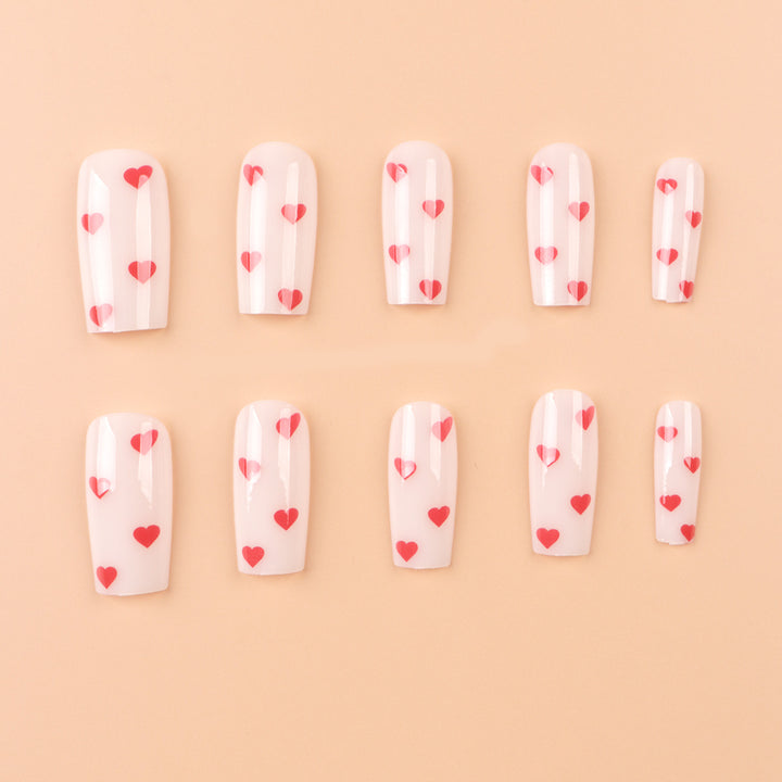 Artistic Heart-Themed Press-On Nail Set Kalsten