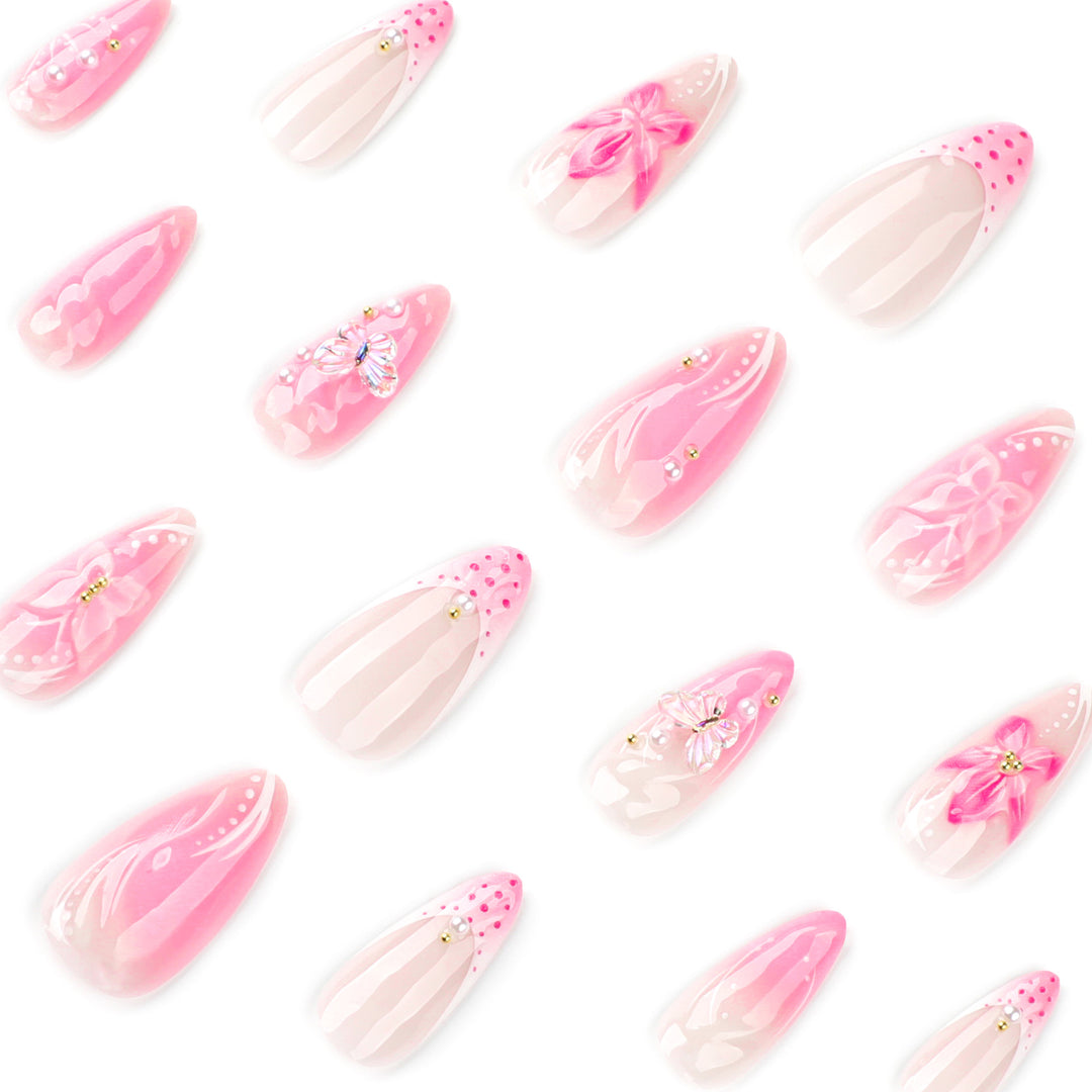 Artful Nail Extensions with Floral Accents Kalsten