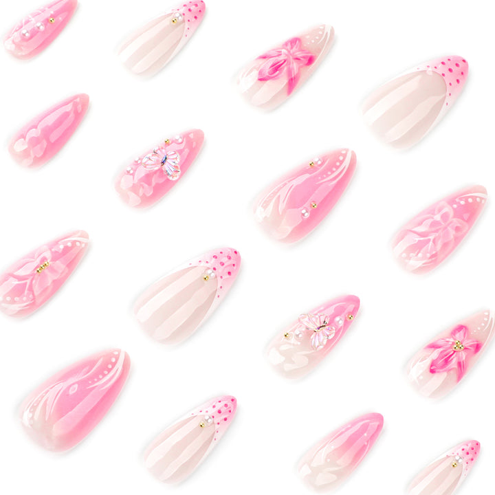 Artful Nail Extensions with Floral Accents Kalsten