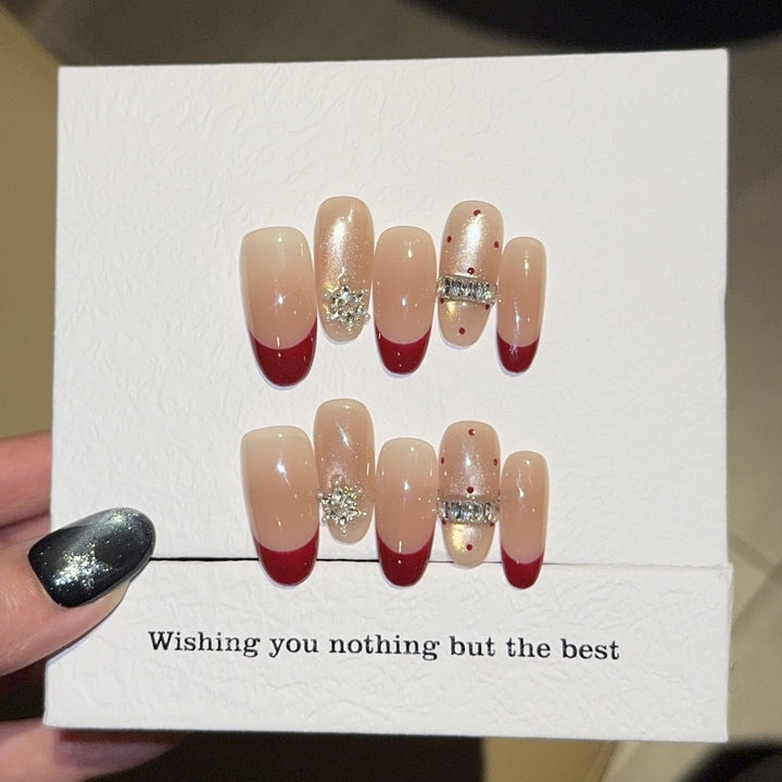 Artificial nails with festive design and rhinestone details Kalsten