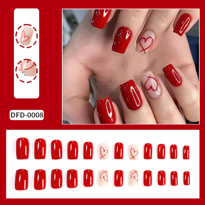 Premium Abstract Heart Press-On Nail Set Kalsten