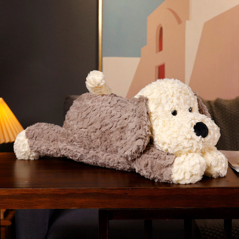 Long-Body Plush Dog Lumbar Pillow with Weighted Core and Ultra-Soft Faux Fur Kalsten