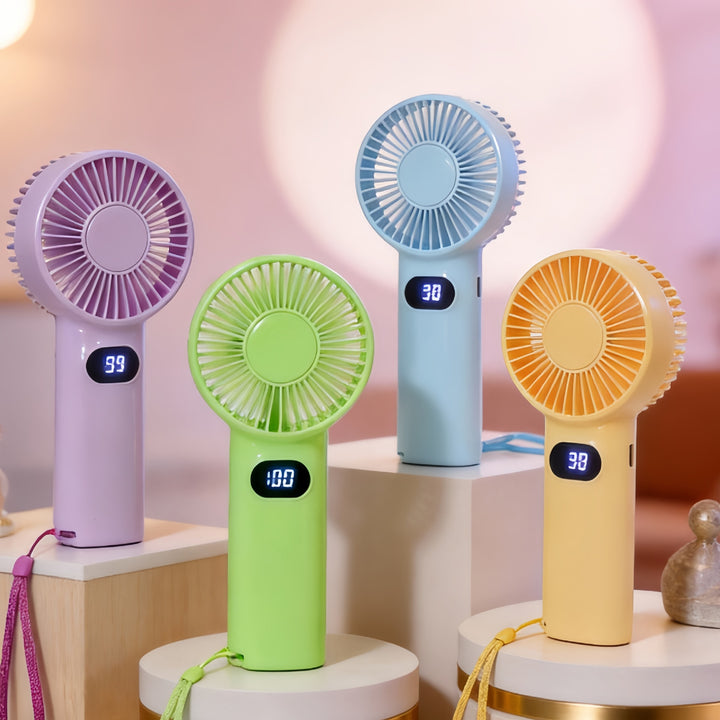Women's Portable Mini Handheld Fan with LCD Display Kalsten