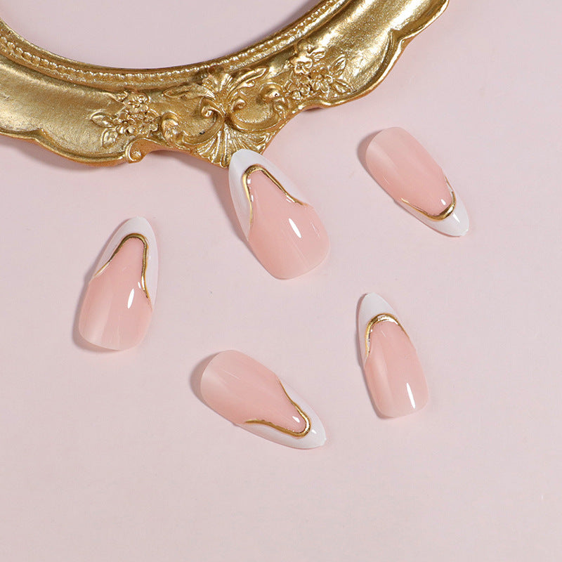 DIY Press-On Nail Set with Elegant Gold Accents Kalsten