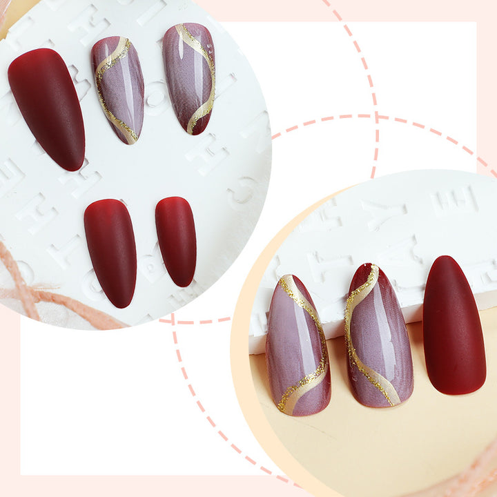 Elegant Press-On Nail Set with Artistic Floral and Glossy Designs Kalsten