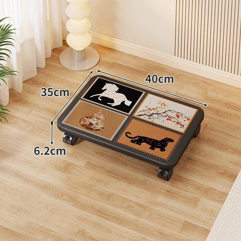 Low-Profile Under-Bed Rolling Storage Platform with Cartoon Top and Locking Casters