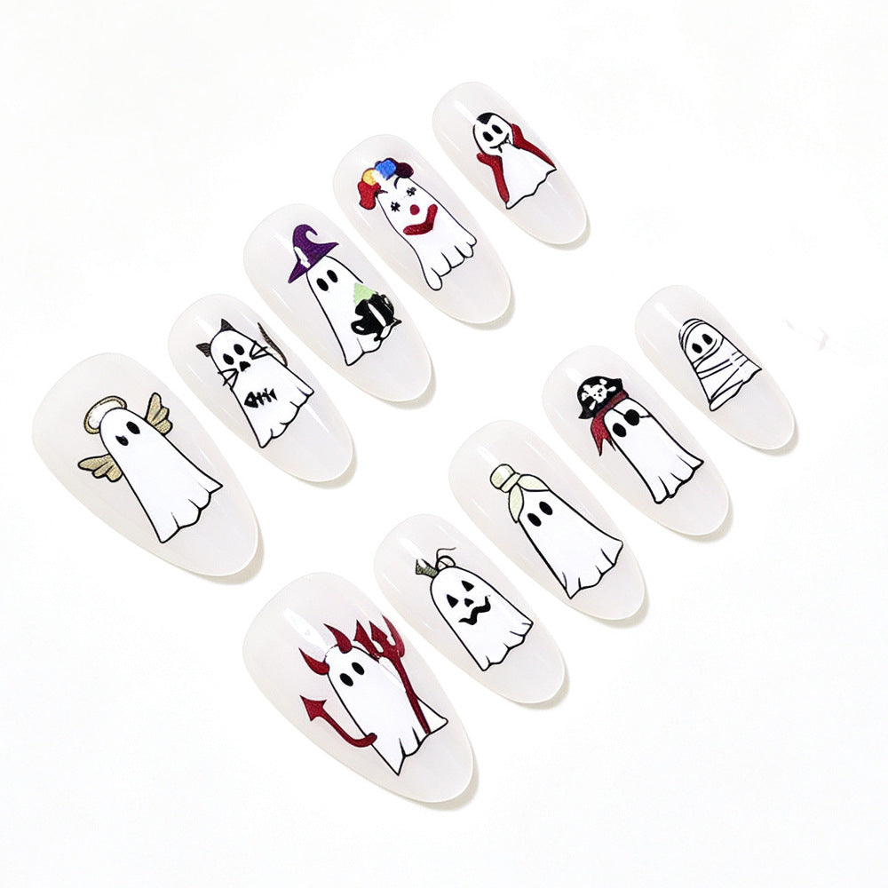 Halloween-Themed Ghost Design Press-On Nail Art Set Kalsten