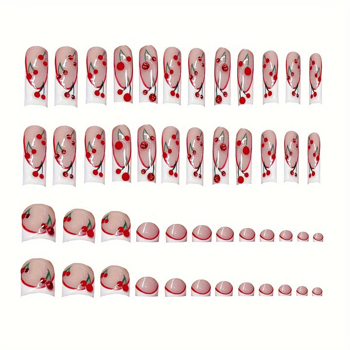 Decorative Cherry-Themed Press-On Nails Kalsten
