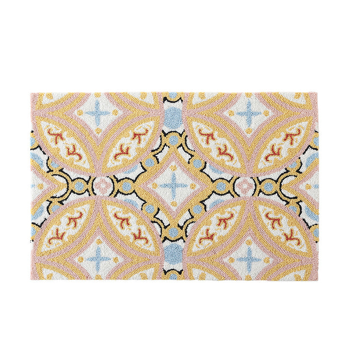 Floral bath mat made of absorbent cotton loop structure with non-slip underside Kalsten
