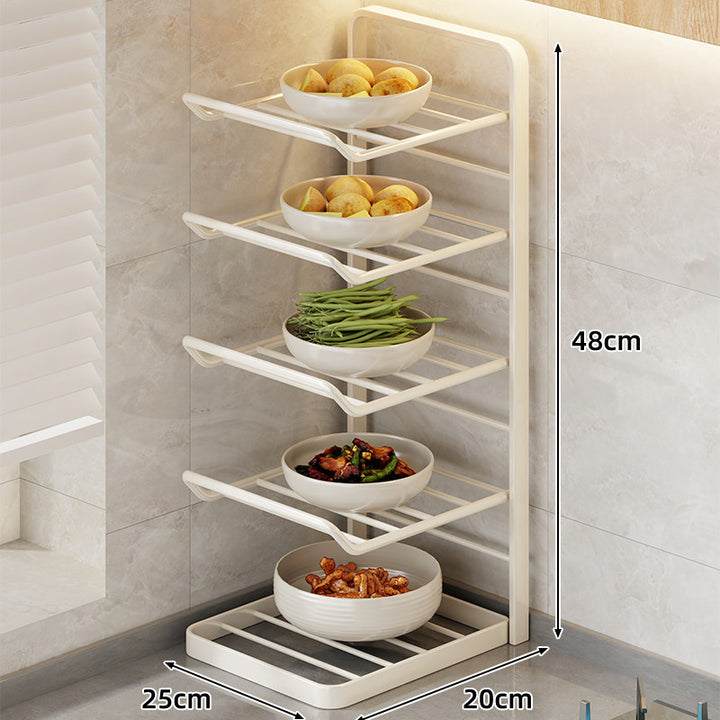 Multi-Tier Vertical Countertop Bowl and Plate Drying Rack with Slanted Wire Shelves