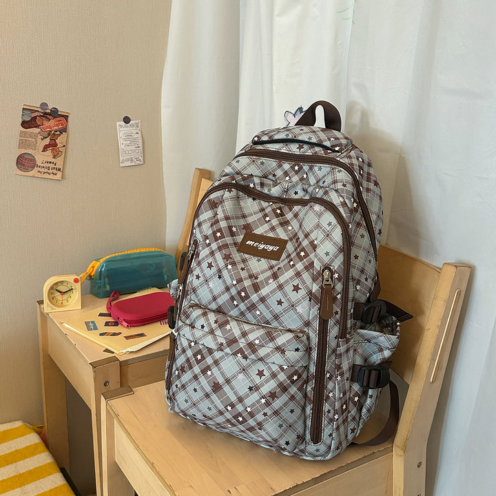 Playful Plaid Patterned Backpack