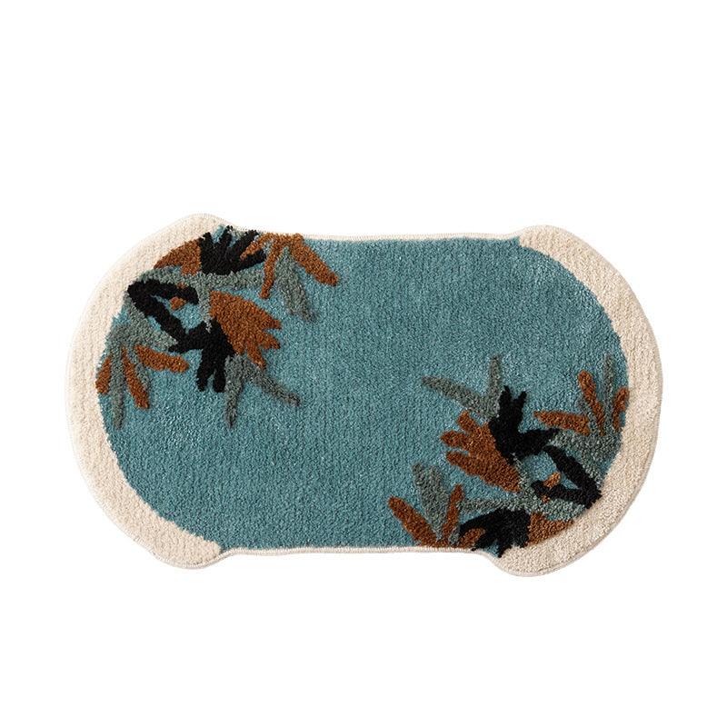Tufted bath mat rug with botanical textured design Kalsten