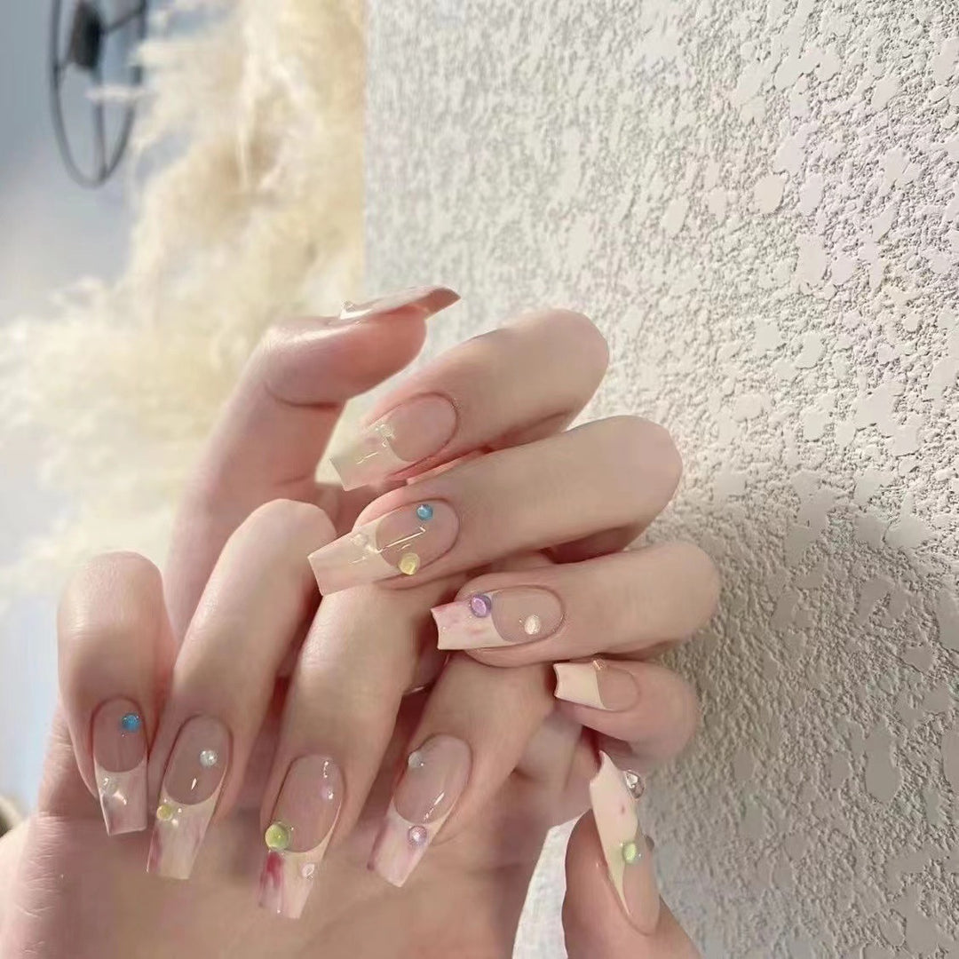 Artistic Crystal-Adorned Press-On Nails