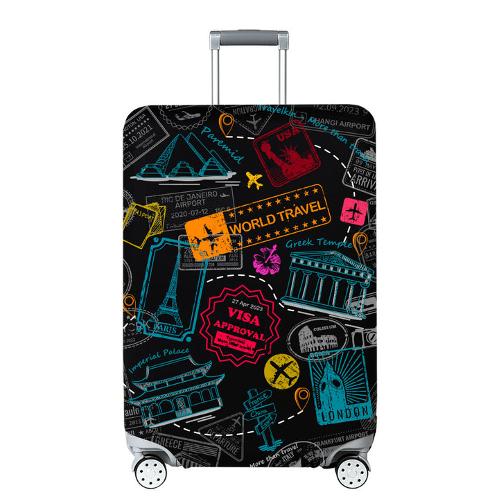 Unisex Hard Shell Travel Suitcase with Creative Travel Motif Kalsten