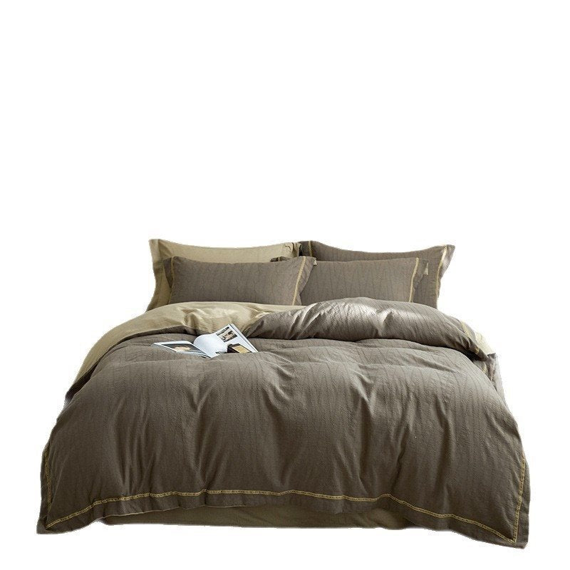 Noble cotton bedding set with structured quilting and reversible function