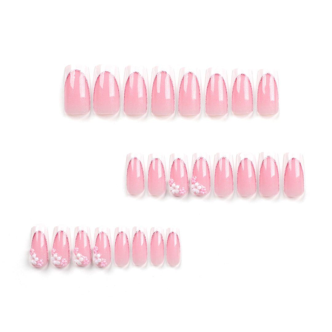 Artful Nail Extensions with Glitter and Flower Accents Kalsten