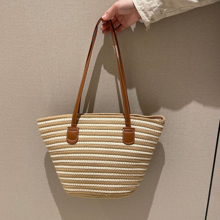 Trendy Basket Bag with Leather Handles Kalsten