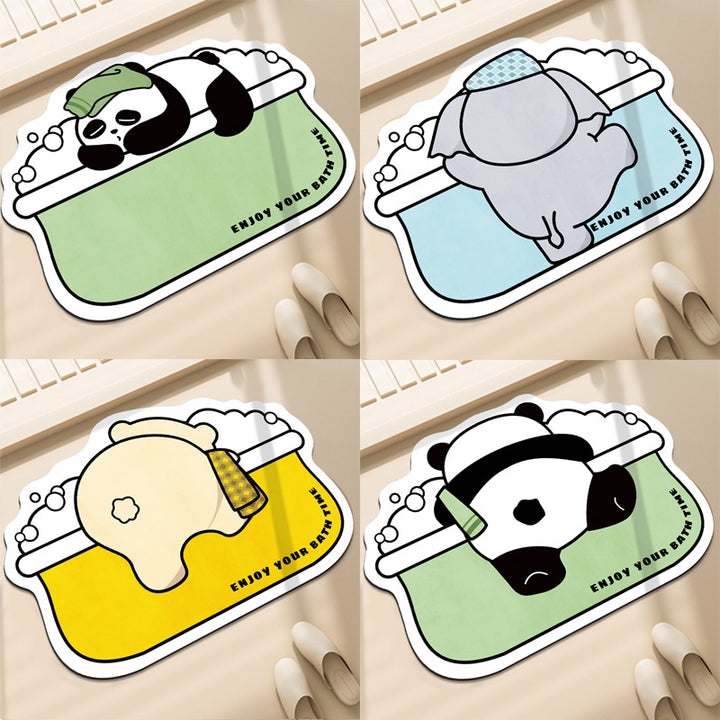 Cartoon Cat-Themed Bath Mat
