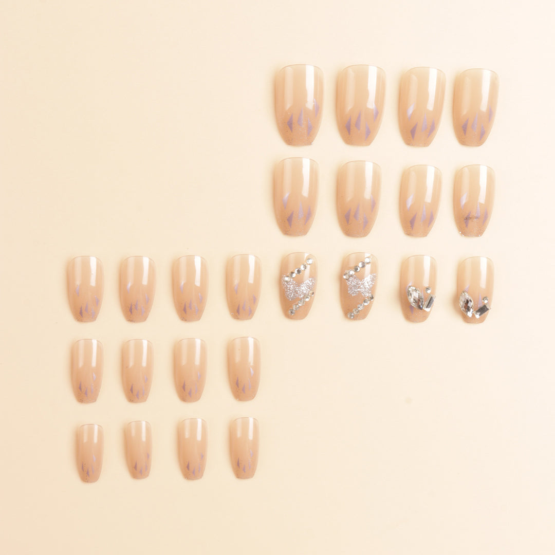 Artistic Crystal-Embellished Press-On Nail Set Kalsten