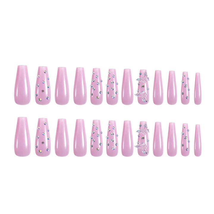 Artistic nail extensions with rhinestone and butterfly adornments Kalsten